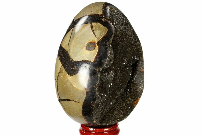 Septarian Dragon Egg Geode - Black Crystals #118763